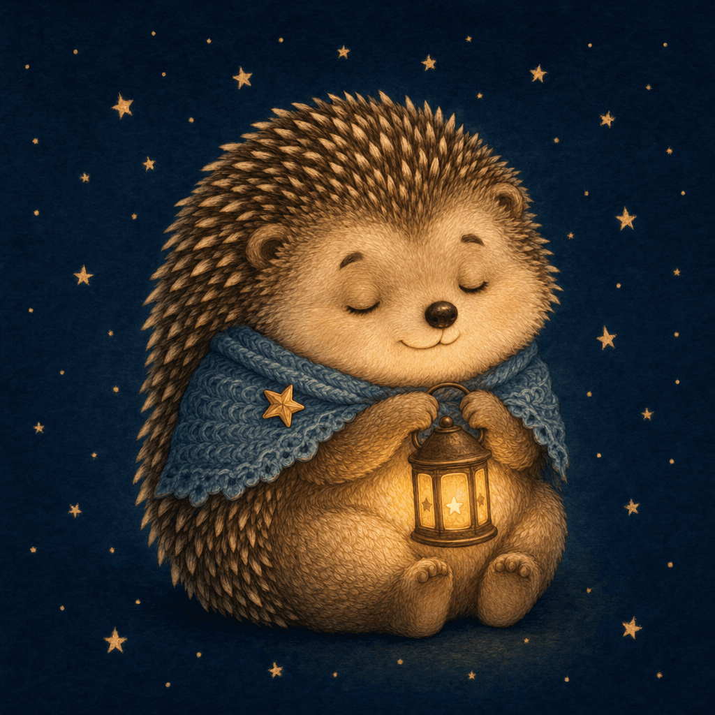 Mallow, the lantern-carrying hedgehog who narrates the Slowlands bedtime stories